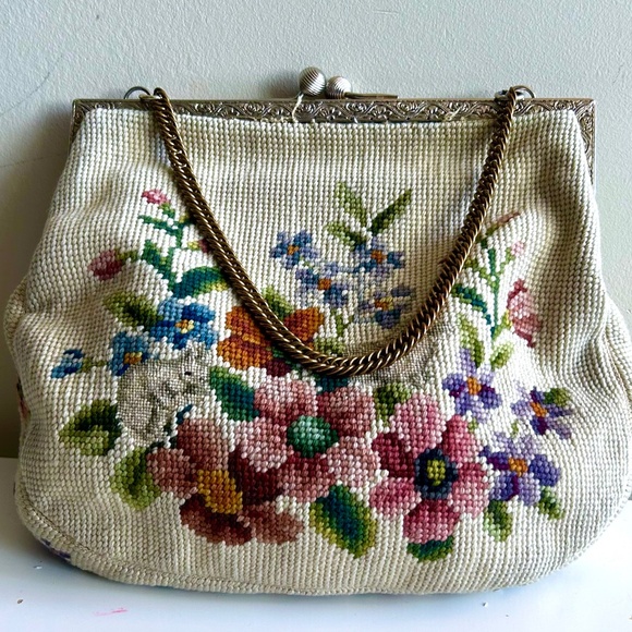Vintage hand done Needlepoint Purse – Christine Custom Bags (Detroit, MI) Bunny - Picture 4 of 16